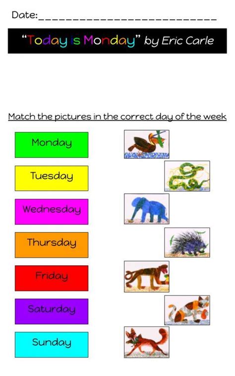 today is monday worksheet